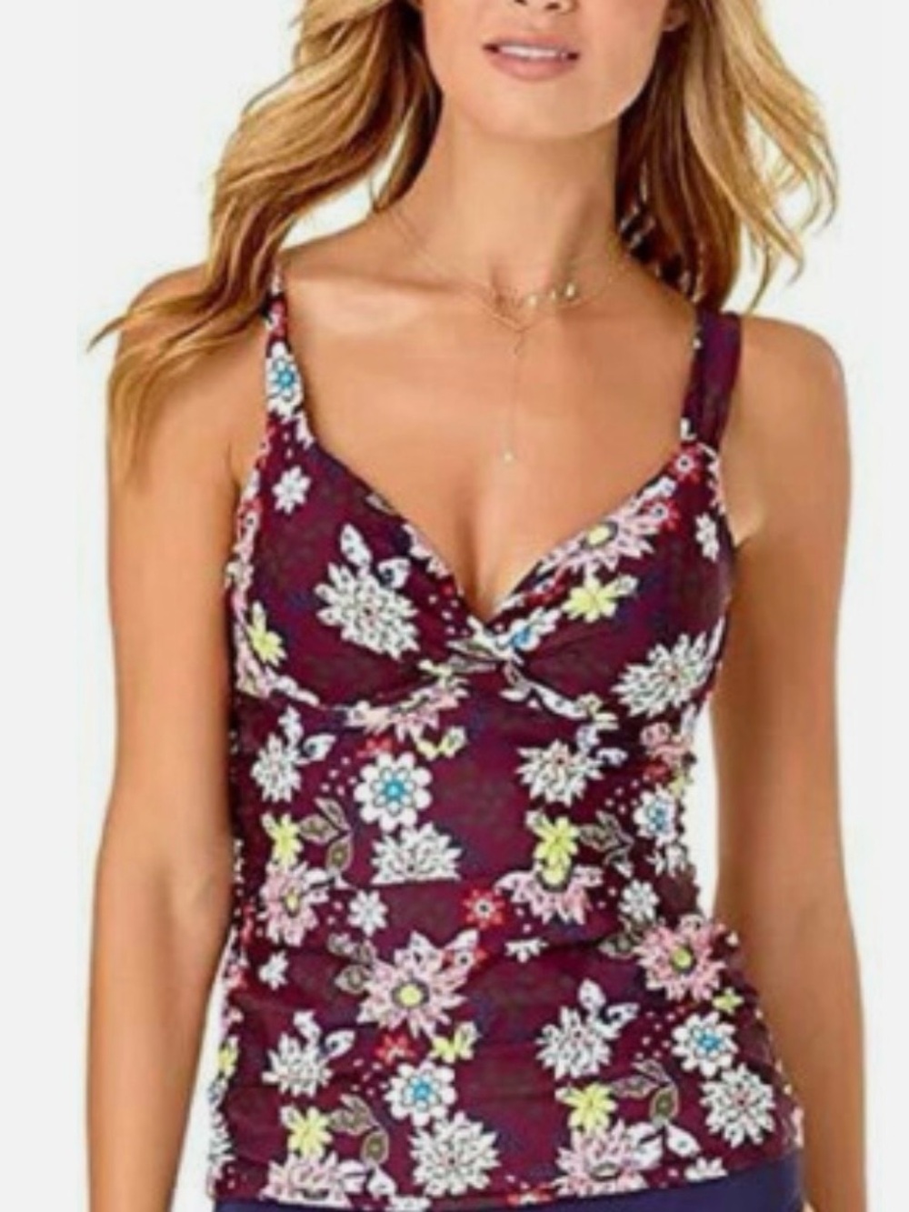 NWT Anne Cole "In Full Bloom" Floral Twist Front Tankini Top